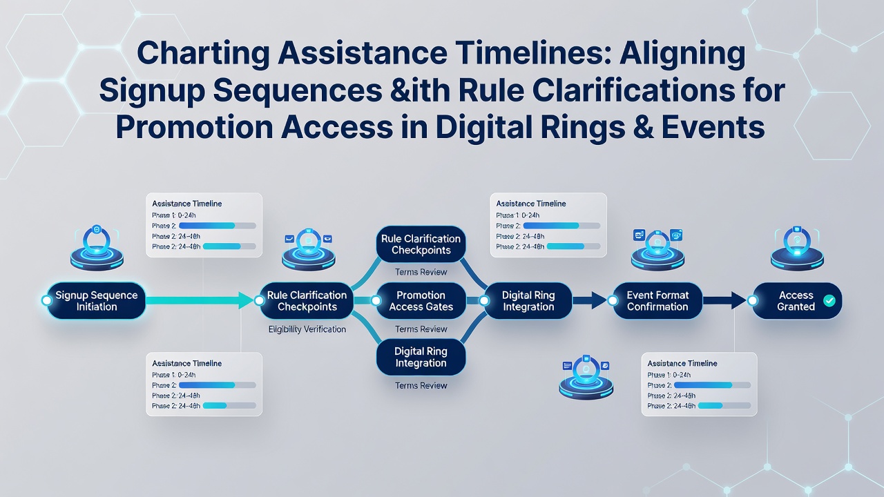Digital interface showing signup sequence timelines and assistance chat overlays for poker promotion access
