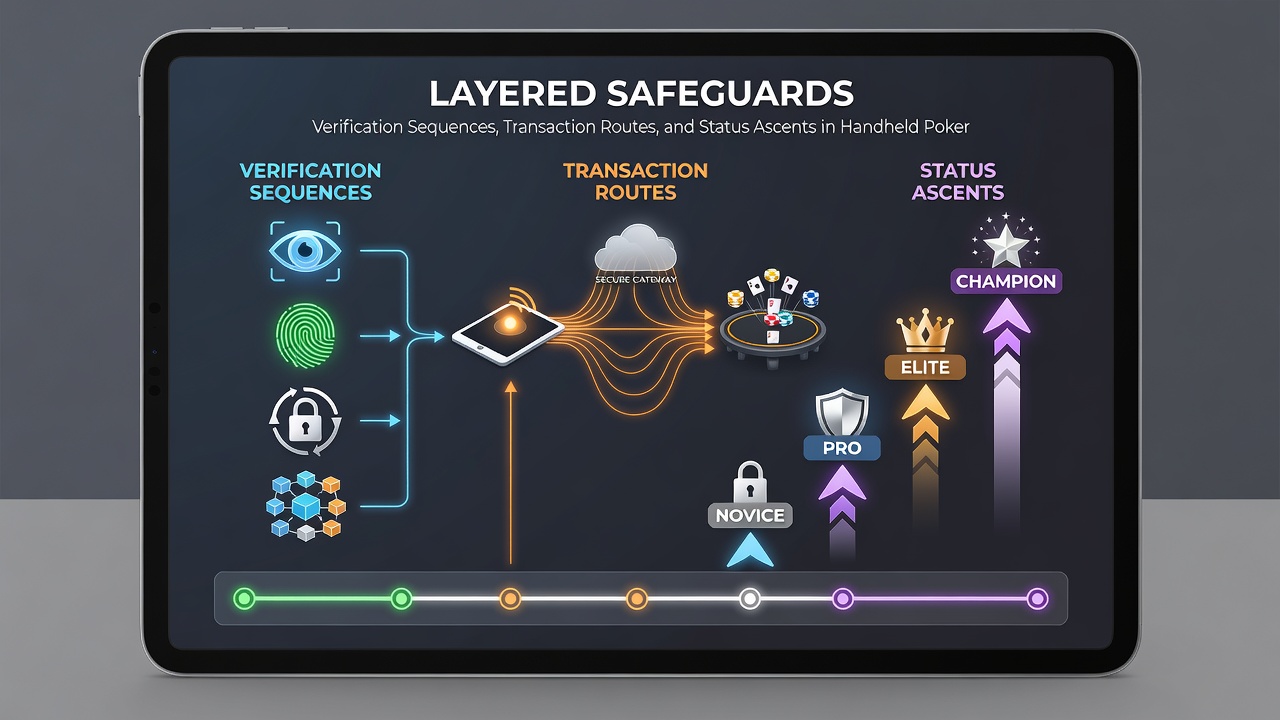 Mobile transaction dashboard displaying encrypted payment routes and status indicators for poker circuit users