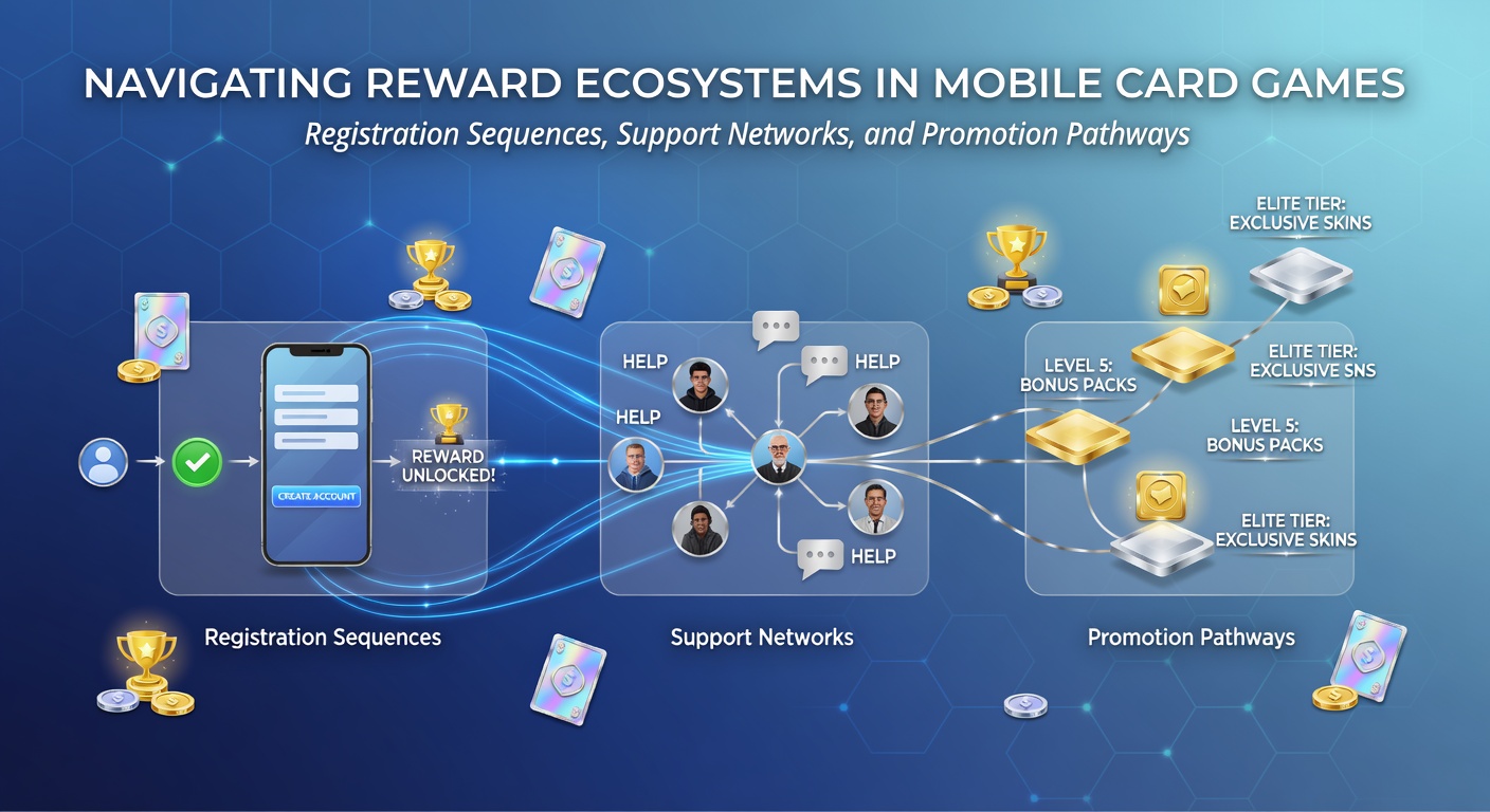 Mobile card game interface showing registration and reward dashboard on smartphone screen