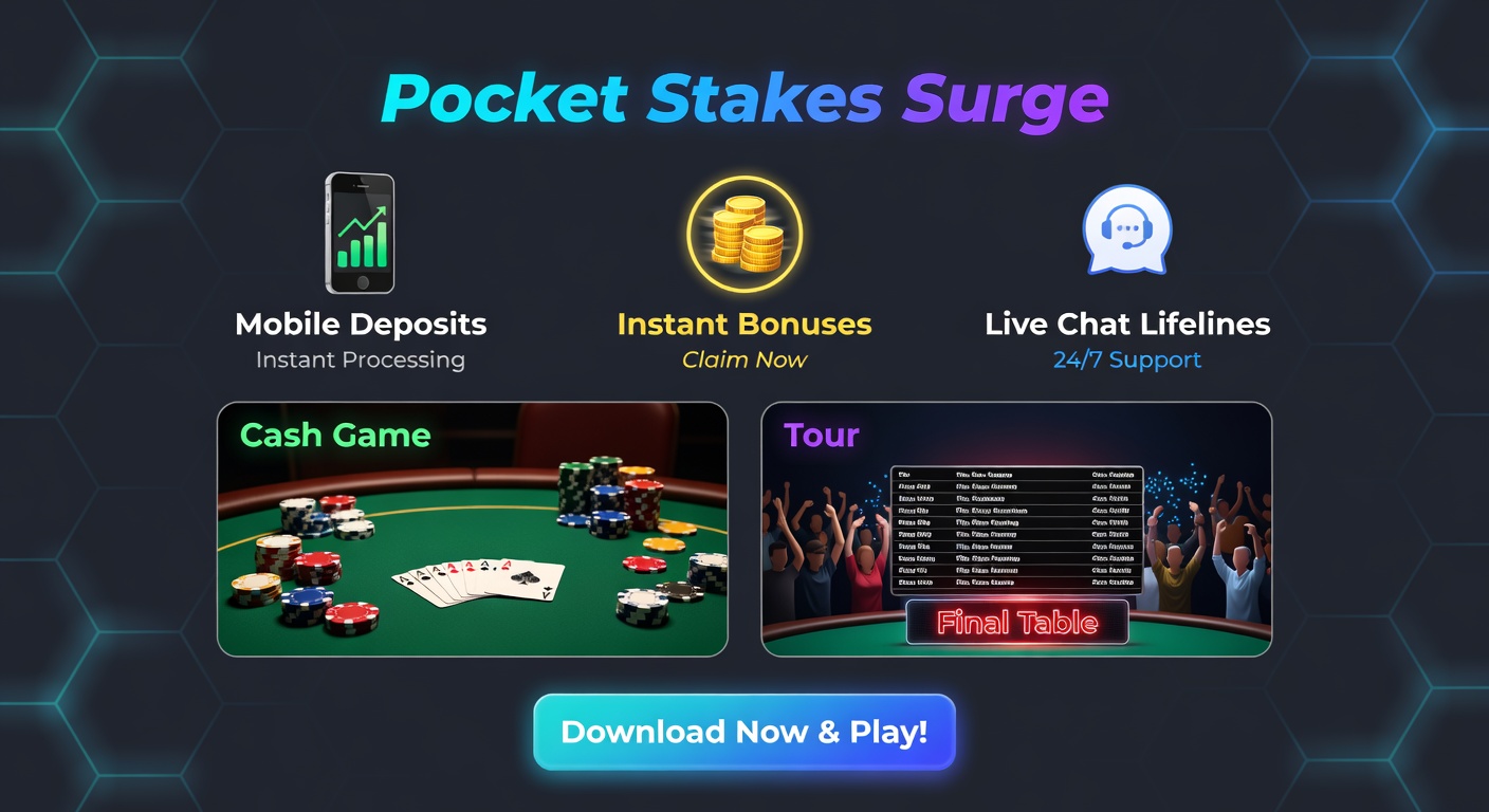 Close-up of a poker tournament lobby on mobile, showing instant bonus credits applying to a player's buy-in stack with live chat open in the corner