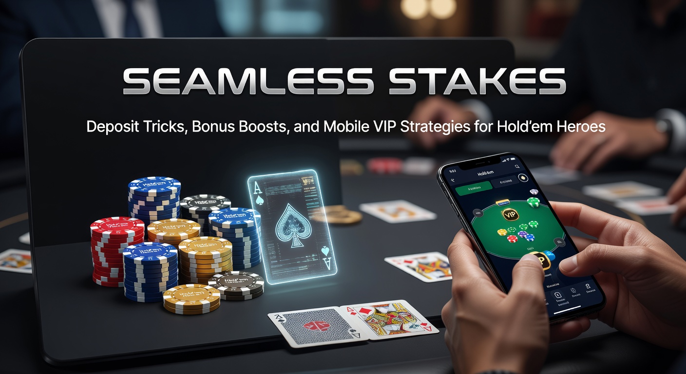 A poker player at a virtual table seamlessly funding their account via mobile app during a high-stakes Hold'em session
