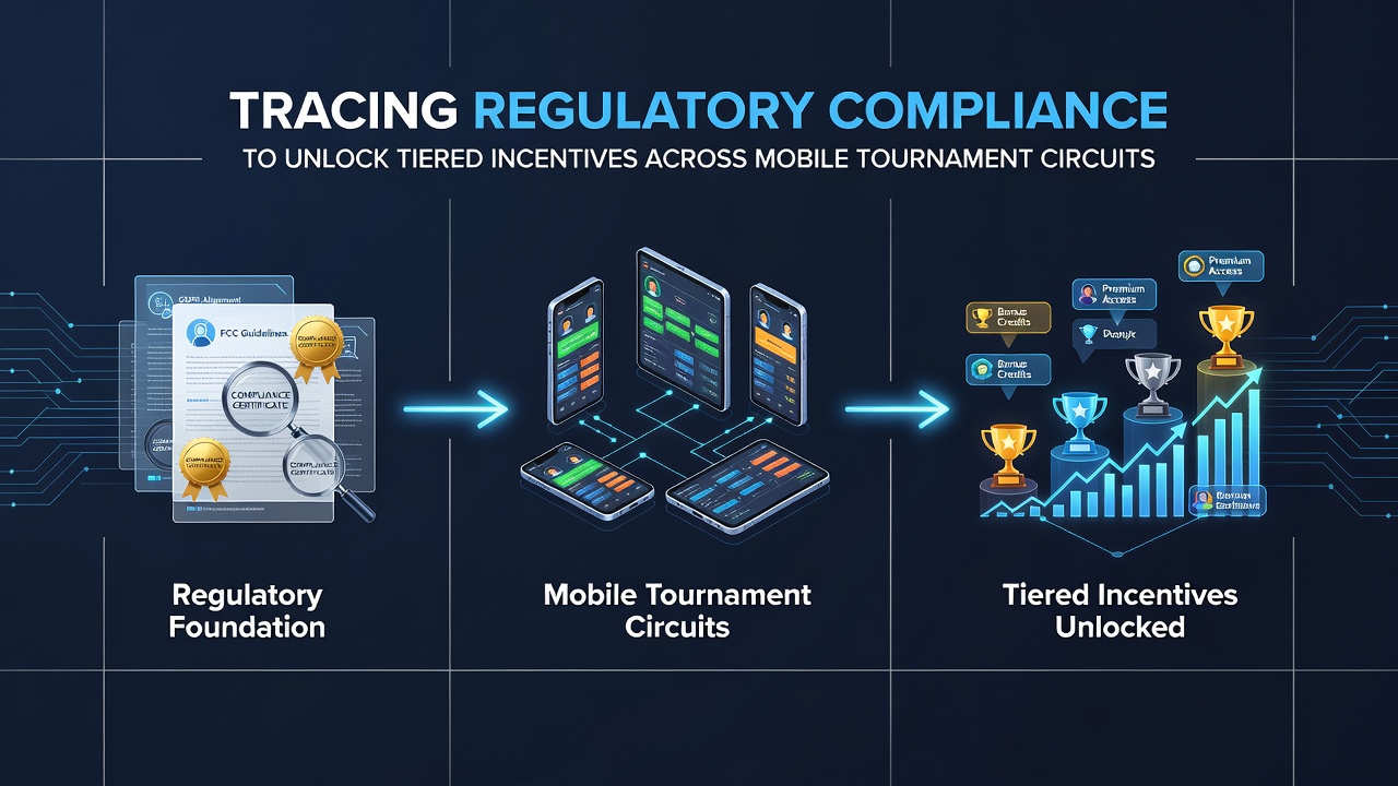 Dashboard view of tier progression tied to regulatory compliance metrics in a mobile poker circuit
